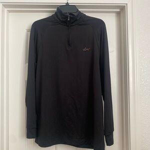 Mens Greg Norman Long Sleeve Black Half Zip Golf Pullover With Shark Logo Size M